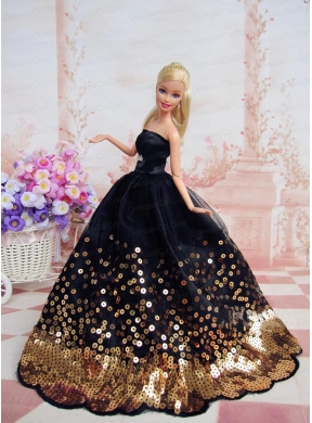 Pretty Dress With Sequins Made To Fit The Quinceanera Doll