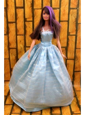 Simple Baby Blue Floor-length Dress For Quinceanera Doll