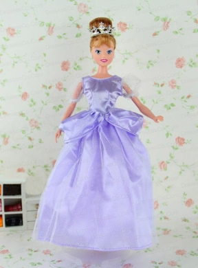 Beautiful Lilac Tulle Party Dress For Quinceanera Doll