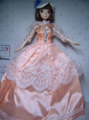 Elegant Orange Gowns Taffeta Made To Fit The Quinceanera Doll