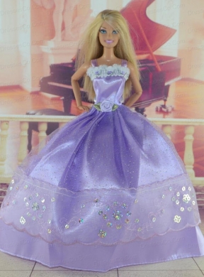 Gorgeous Lilac Gown With Sequins Made To Fit The Quinceanera Doll