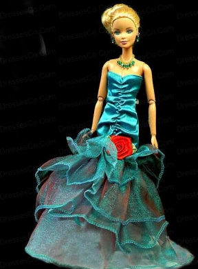 Gorgeous Teal Party Clothes Fashion Dress Sequins For Quinceanera Doll