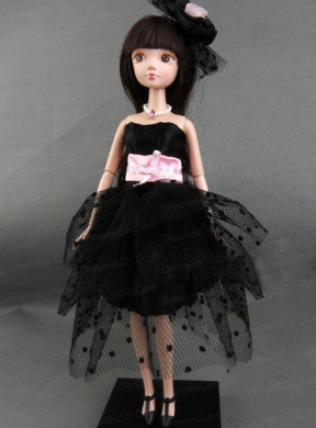 New Beautiful Black Party Dress For Tulle Quinceanera Doll