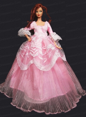 Pretty Princess Pink Dress Gown For Quinceanera Doll