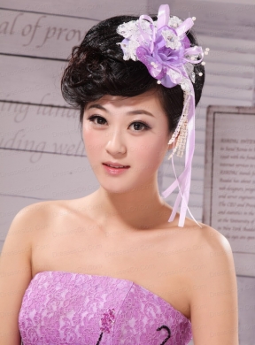 Side Clamp Flower and Lace Taffeta For Wedding Party