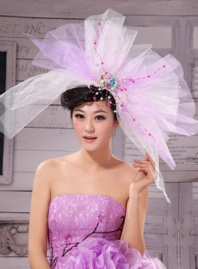 Sweet Lavender and White Corolla Large Hat Headpieces