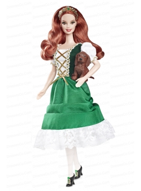 Lovely Handmade Holiday Dress Green Taffeta Quinceanera Doll Dress