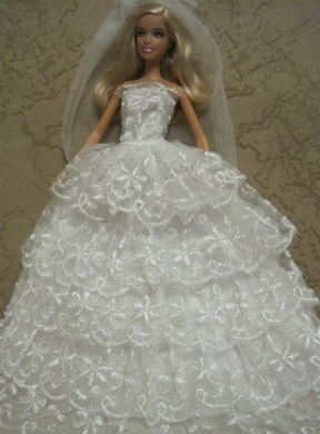 Luxurious Handmade Quinceanera Lace Wedding Dress For Quinceanera Doll