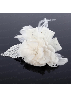 Spring White Tulle Fascinators with Imitation Pearls