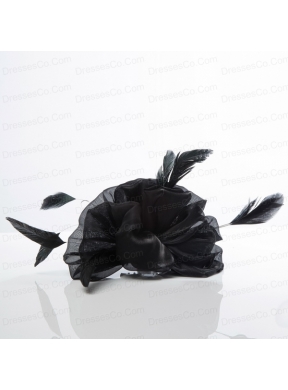 Cheap Black Feather Organza Wedding Hair Ornament