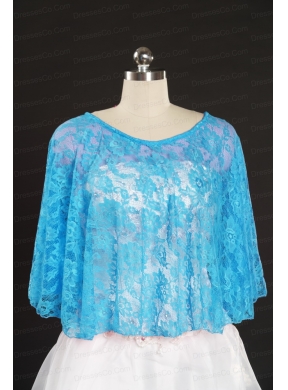 Fashionable Beading Lace Wraps in Aqua Blue Color