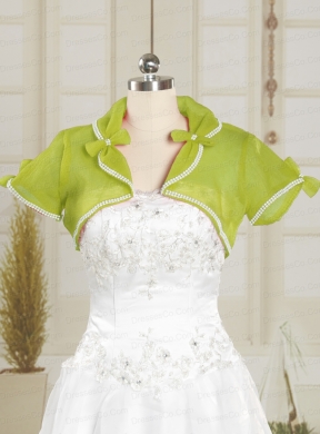 Olive Green Organza Wedding Party Shawls with Beading