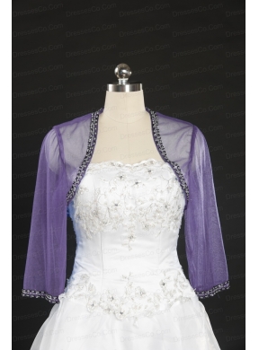 Lavender Long Sleeves Wraps with Beading