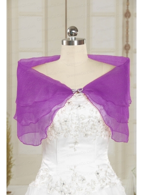 Open Front Beading New Style Shawls in Purple