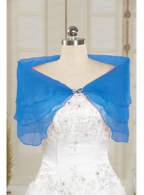 Sweet Beading Open Front Shawls in Blue