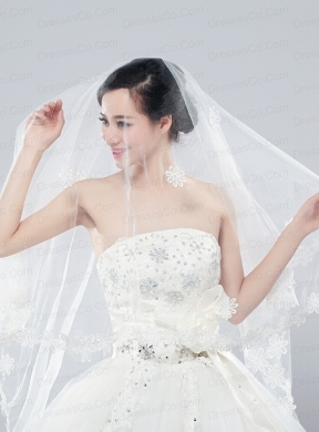 Two-Tier Tulle Elbow Veils with Lace Edge
