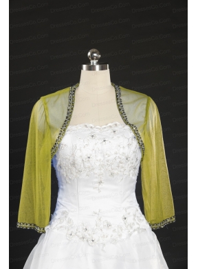 Yellow Long Sleeves Wraps with Beading