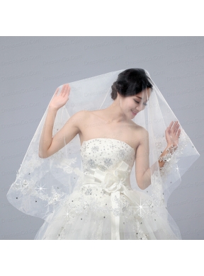 One-Tier Drop Veil Cut Edge White Bridal Veils