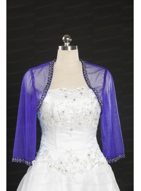 Simple Beading Purple Long Sleeves Wraps for 2014