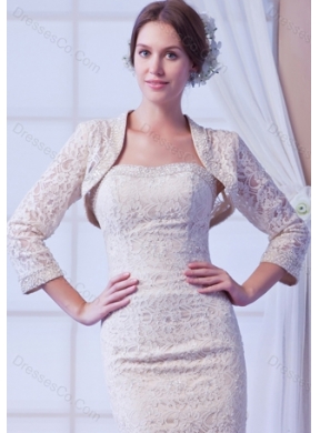 Champagne Long Sleeves Jacket With Lace