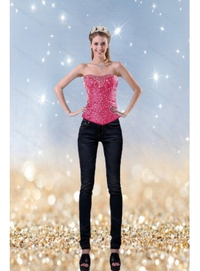 Girls Fashionable Pink Corset With Beading