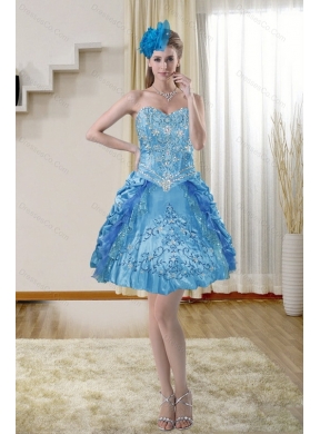 Popular Blue Prom Dress with Embroidery