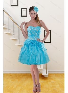 Elegant Aqua Blue Prom Dress with Beading