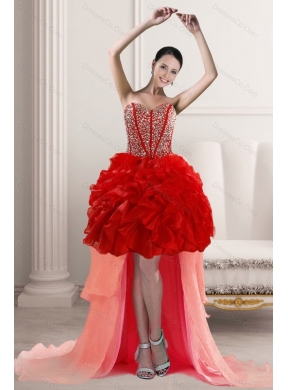 Discount Beautiful High Low Prom Dress with Beading and Ruffles