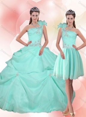 Detachable Apple Green Quinceanera Dress with Appliques