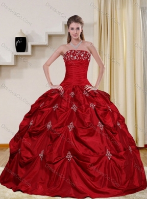 In Stock Strapless Quinceanera Dress with Embroidery and Pick Ups