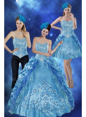 Detachable Teal Quinceanera Skirts with Embroidery and Pick Ups