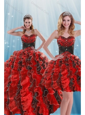 Detachable Multi Color Beading and Ruffles Quinceanera Skirts for