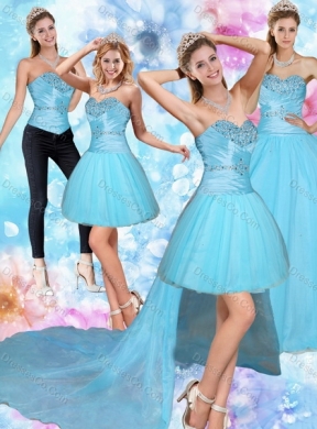 In Stock Baby Blue Quinceanera Dress with Beading