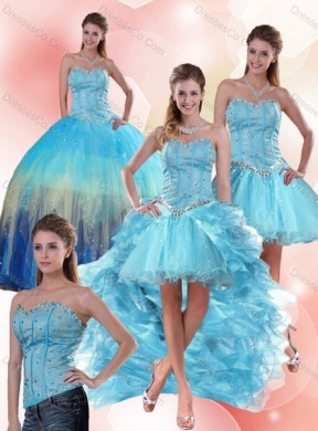 In Stock Multi Color Quinceanera Dress with Ruffles and Beading