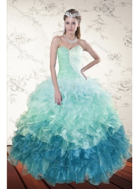In Stock Multi Color Dress Quince with Beading and Ruffles