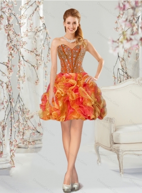 Luxurious Beading and Ruffles Multi-color Prom Dress