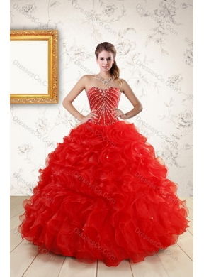 Fashionable New Style Quince DressWith Beading and Ruffles