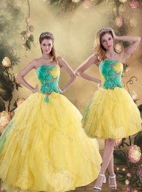 Gorgeous Ruching Quinceanera Dress in Yellow and Green