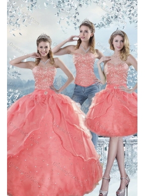 Latest Watermelon Quinceanera Dress with Beading