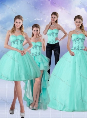 Pretty Apple Green Quinceanera Dress with Appliques and Beading