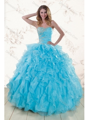 Pretty Baby Blue Prefect Sweet Sixteen Dress with Beading and Ruffles
