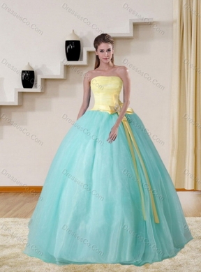 Strapless Multi Color Elegant and Classic Quinceanera Gown with Bowknot