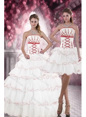 Pretty Made White Quince Dress with Appliques and Ruffled Layers