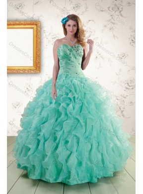 Spring Strapless Pretty Quinceanera Dress with Appliques and Ruffles