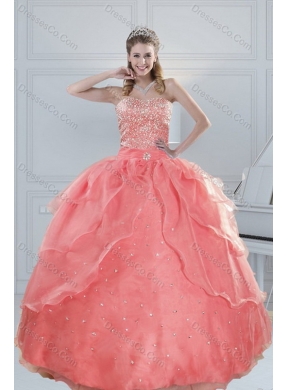 Fabulous and Unique Watermelon Quinceanera Dress with Beading