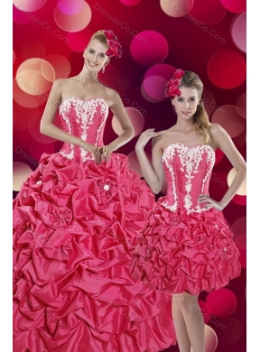Pretty and Unique Hot Pink Sweet 15 Dress with Pick Ups and Appliques