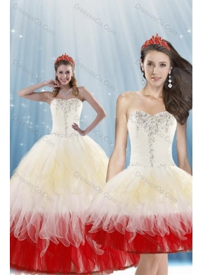Pretty Multi Color Quince Dress with Beading