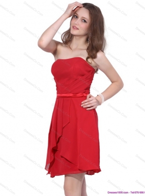 Latest Strapless Short Red Prom Dress with Ruching