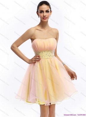 Beautiful Strapless Multi Color Prom Dress with Beading and Ruching