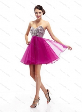 Beautiful Hot Pink Prom Dress with Rhinestone
